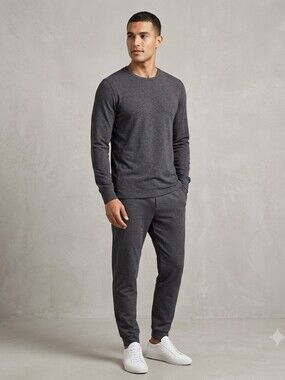 Kit and Ace Social Brushed Tailored Long Sleeve Tee Dark Gray